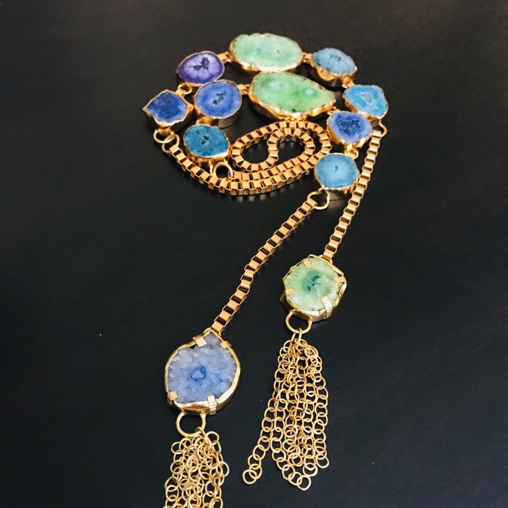 Stone scarf necklace